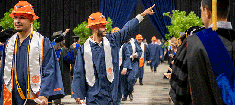 UTSA students graduating at Alamodome